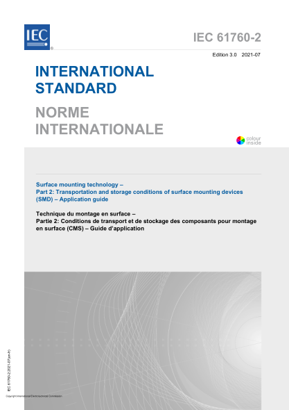 iec 61760-2-2021surface mounting technology - part 2- transportation and storage conditions of surface mounting devices (smd) - application guide