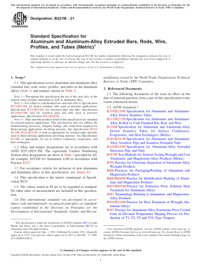 astm b221m-2021standard specification for aluminum and aluminum-alloy extruded bars, rods, wire, profiles, and tubes (metric)