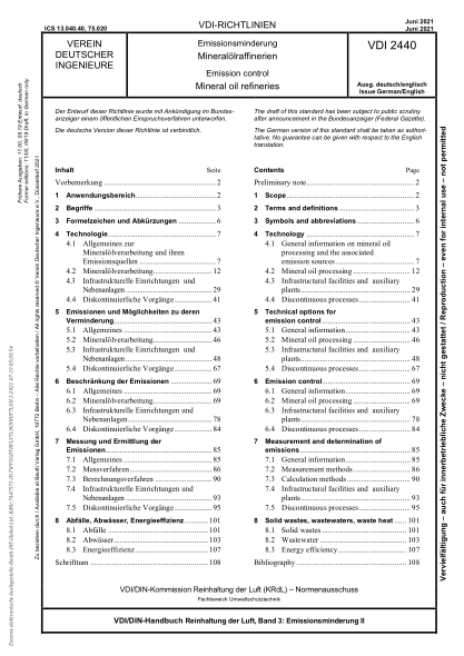 vdi 2440-2021emission control - mineral oil refineries