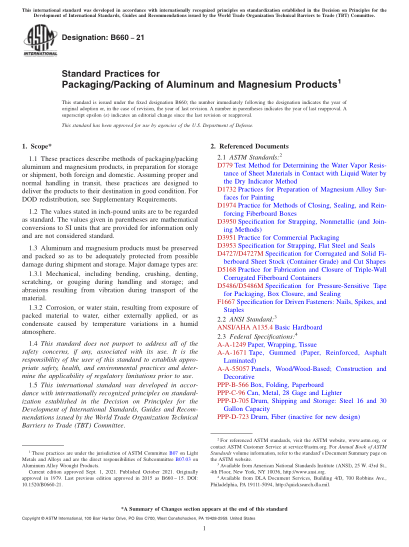 astm b660-2021standard practices for packaging/packing of aluminum and magnesium products