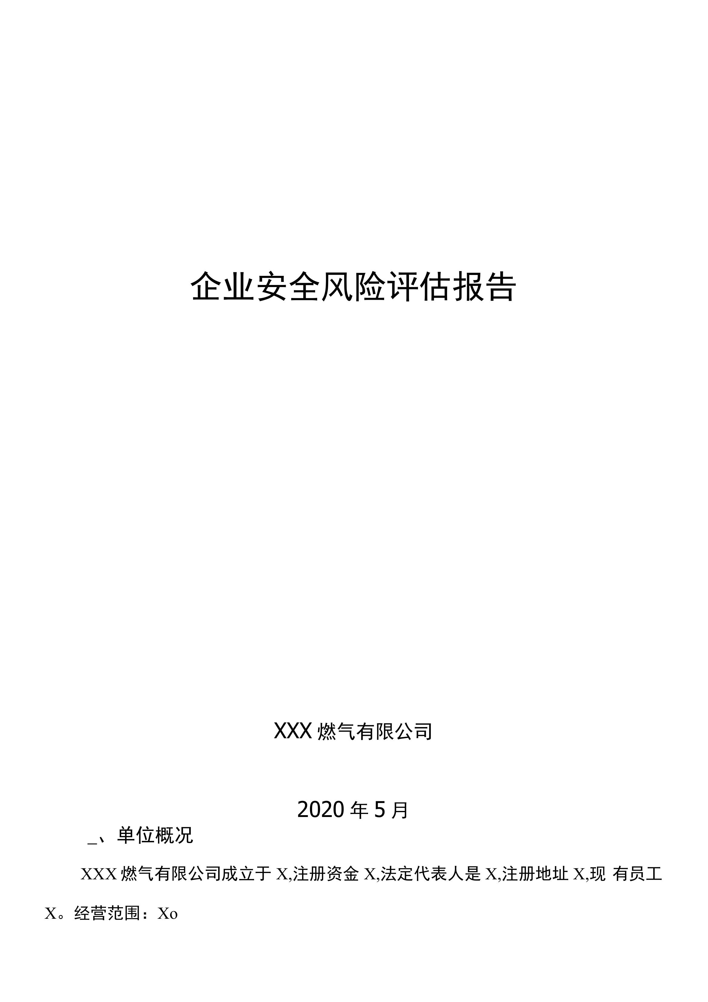 燃气企业安全风险评估报告docx